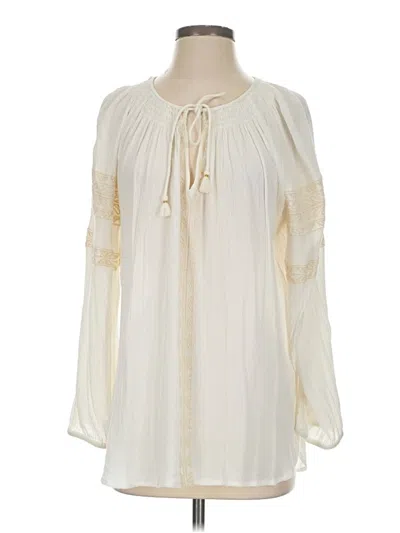 Pre-owned Amuse Society Long Sleeve Blouse In Ivory