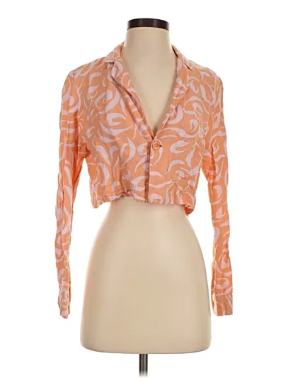 Pre-owned Amuse Society Long Sleeve Blouse In Orange