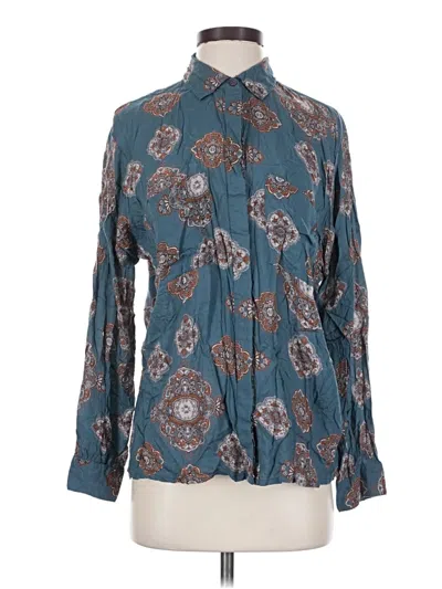 Pre-owned Amuse Society Long Sleeve Blouse In Teal