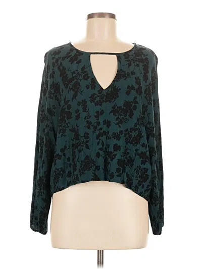 Pre-owned Amuse Society Long Sleeve Blouse In Teal