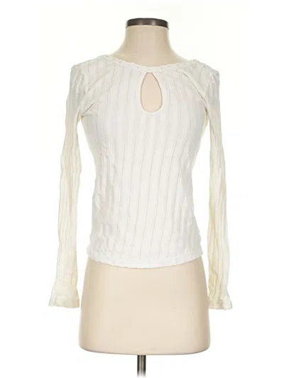 Pre-owned Amuse Society Long Sleeve Top Ivory Keyhole Neckline Tops