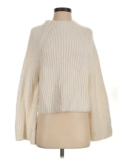 Pre-owned Amuse Society Long Sleeve Top Ivory Turtleneck Tops