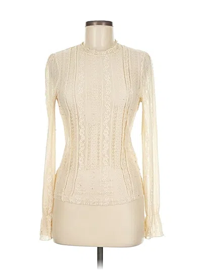 Pre-owned Amuse Society Long Sleeve Top Ivory Turtleneck Tops In White