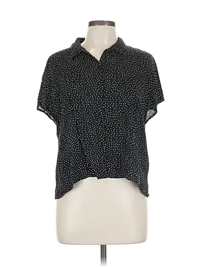 Pre-owned Amuse Society Short Sleeve Blouse In Black