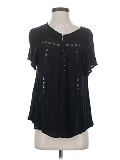 Pre-owned Amuse Society Short Sleeve Blouse In Black