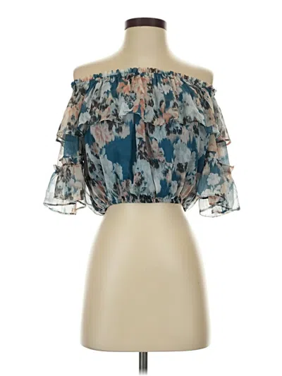 Pre-owned Amuse Society Short Sleeve Blouse In Blue