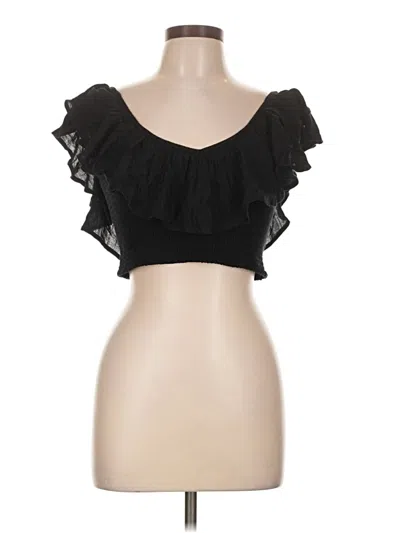 Pre-owned Amuse Society Short Sleeve Top Black Sweetheart Neckline Tops