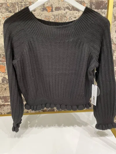 Amuse Society Sija Long Sleeve Knit Sweater In Black In Animal Print