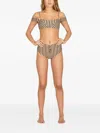 Amuse Striped Lace-up Bikini In Brown