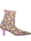 Amy Crookes 50mm Floral-print Ankle Boots In Purple