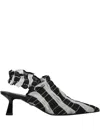 Amy Crookes 50mm Striped Mules In Black