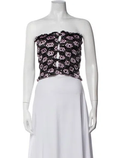 Pre-owned Amy Crookes Floral Print Strapless Crop Top W/ Tags In White