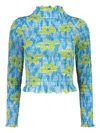 Amy Crookes Printed Long-sleeve Top In Blue
