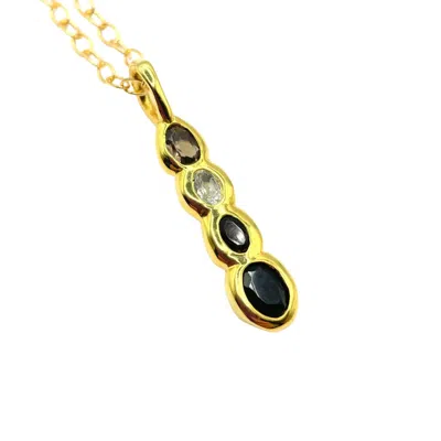 Amy Delson Jewelry Women's Black / Gold / White Ophelia - Black Onyx, White Topaz, Smoky Quartz Four Gemstone Pendant N