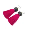 Amy Delson Jewelry Women's Black / Pink / Silver Silky - Pink Tassel Faceted Crystal Earrings In Multi