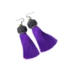 Amy Delson Jewelry Women's Black / Silver / Purple Silky - Plum Tassel Faceted Crystal Earrings