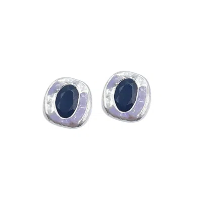 Amy Delson Jewelry Women's Black / Silver Stella - Black Onyx Sterling Silver Stud Earrings In Gold