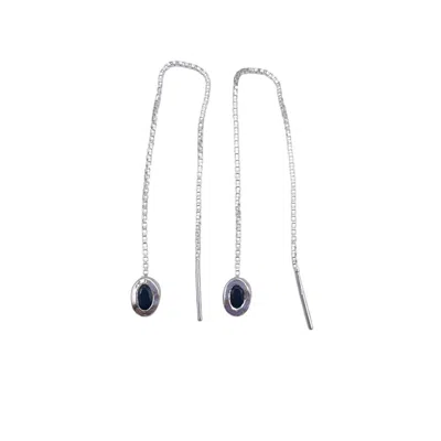 Amy Delson Jewelry Women's Black / Silver Thelma - Black Onyx Sterling Silver Threader Earrings In Multi