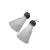 Amy Delson Jewelry Women's Black / Silver / White Silky - White Tassel Faceted Crystal Earrings In Multi