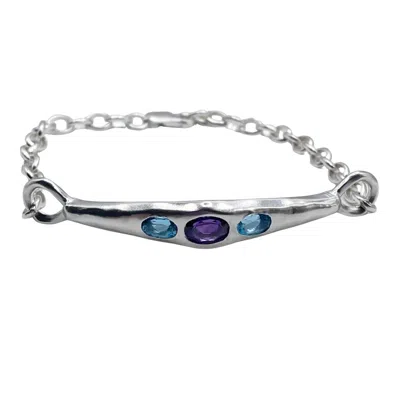 Amy Delson Jewelry Women's Blue / Purple / Silver Blair - Purple Amethyst, Swiss Blue Topaz Adjustable Sterling Silver  In Metallic