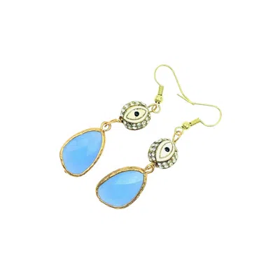 Amy Delson Jewelry Women's Blue / Silver Ayelet Evil Eye Crystal Earrings In Multi