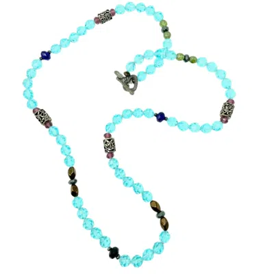 Amy Delson Jewelry Women's Blue / Silver Blythe - Blue Crystal Necklace With Butterfly Bead Stations In Multi