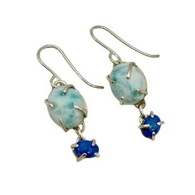 Amy Delson Jewelry Women's Blue / Silver Erica - Larimar Lapis Lazuli Sterling Silver Earrings In Green