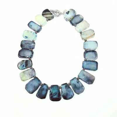 Amy Delson Jewelry Women's Blue / Silver Veronica - Blue Agate Tab Toggle Necklace