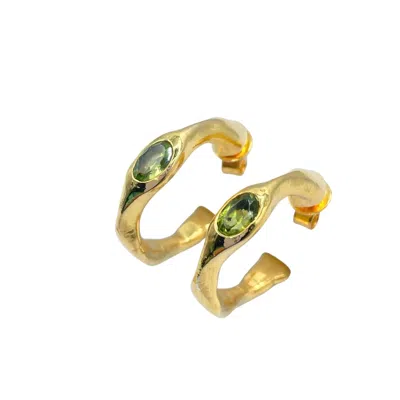 Amy Delson Jewelry Women's Gold / Green Harlow - Green Peridot Gold Vermeil Hoop Earrings