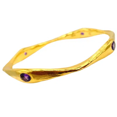 Amy Delson Jewelry Women's Gold / Pink / Purple Brooke - Amethyst Four Stone Gold Bangle Bracelet