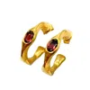 Amy Delson Jewelry Women's Gold / Red Harlow - Garnet Gold Hoop Earrings