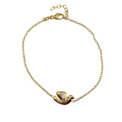 Amy Delson Jewelry Women's Gold / White Dova - White Topaz Gold Vermeil Dove Bracelet In Multi