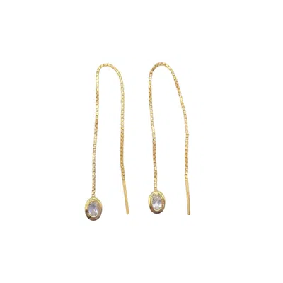 Amy Delson Jewelry Women's Gold / White Thelma - White Topaz Gold Vermeil Threader Earrings In Multi
