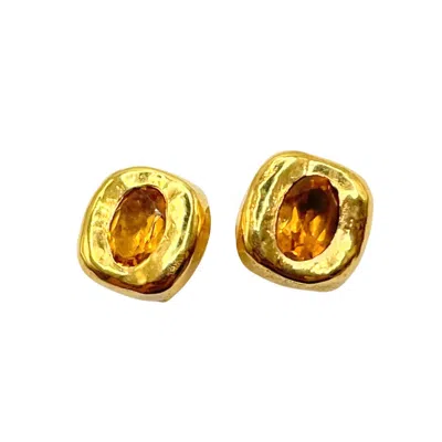 Amy Delson Jewelry Women's Gold / Yellow / Orange Stella - Orange Citrine Gold Stud Earrings In Multi