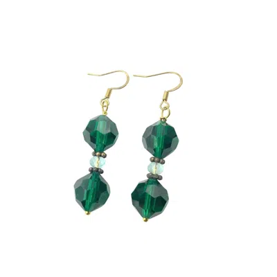 Amy Delson Jewelry Women's Green / Blue / Gold Gita - Green Faceted Crystal Earrings In Multi