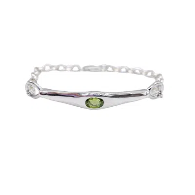 Amy Delson Jewelry Women's Green / Silver Blake - Green Peridot Sterling Silver Adjustable Bracelet In Metallic