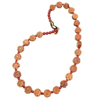 Amy Delson Jewelry Women's Orange / Gold Danielle Carved Goldstone Daisy Necklace
