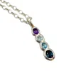 Amy Delson Jewelry Women's Pink / Purple / Blue Ophelia - Ombré Amethyst, Blue Topaz Four Stone Silver Pendant Necklace