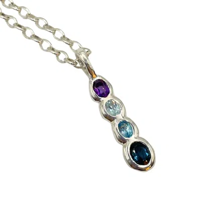 Amy Delson Jewelry Women's Pink / Purple / Blue Ophelia - Ombré Amethyst, Blue Topaz Four Stone Silver Pendant Necklace In Multi