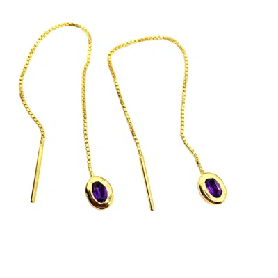 Amy Delson Jewelry Women's Pink / Purple / Gold Thelma - Amethyst Gold Threader Earring