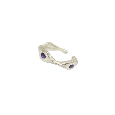 Amy Delson Jewelry Women's Pink / Purple / Silver Chloe - Amethyst Three Stone Silver Ear Cuff In Multi