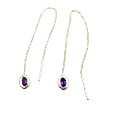 Amy Delson Jewelry Women's Pink / Purple / Silver Thelma - Amethyst Silver Threader Earrings In Multi