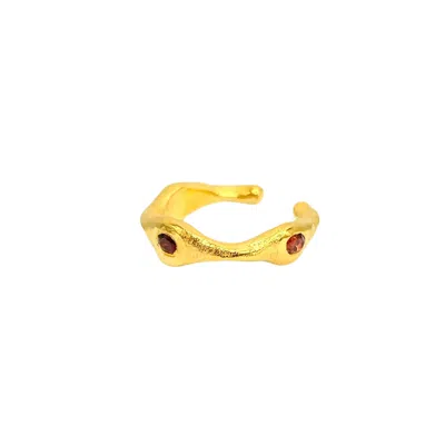 Amy Delson Jewelry Women's Red / Gold Chloe - Garnet Three Stone Gold Ear Cuff In Multi