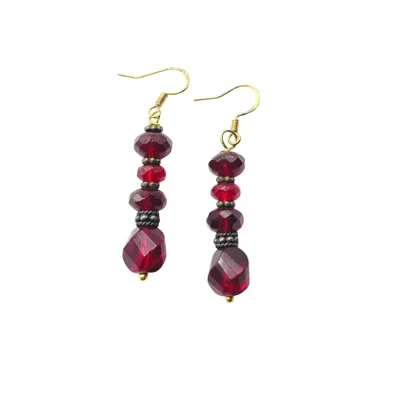 Amy Delson Jewelry Women's Red / Gold / Silver Ramona - Red Faceted Bead Earrings