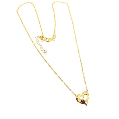 Amy Delson Jewelry Women's Red / Gold Valentina - Red Garnet Heart Necklace In Gold Vermeil