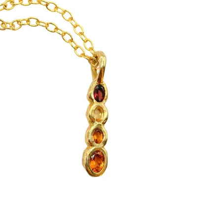 Amy Delson Jewelry Women's Red / Yellow / Orange Ophelia - Ombré Garnet, Orange Citrine Four Stone Gold Pendant Necklac In Multi