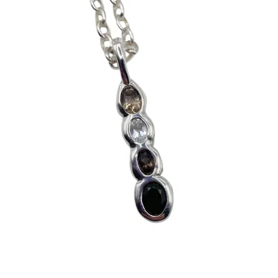 Amy Delson Jewelry Women's Silver / Black / White Ophelia - Black Onyx, White Topaz, Smoky Quartz Four Gemstone Pendant In Metallic
