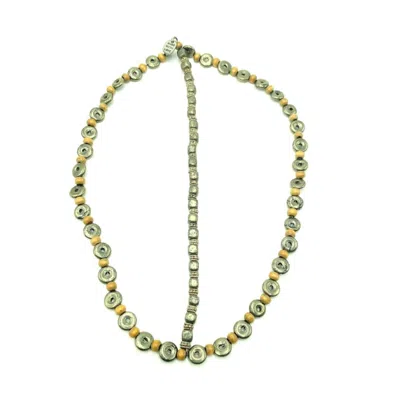 Amy Delson Jewelry Women's Silver / Brown / Gold Paulina - Pyrite And Wood Headdress In Green