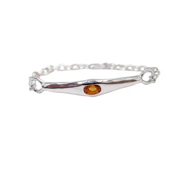 Amy Delson Jewelry Women's Silver / Orange Blake - Orange Citrine Sterling Silver Adjustable Bracelet In Metallic