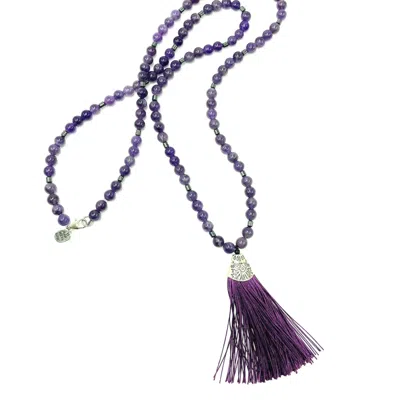 Amy Delson Jewelry Women's Silver / Purple Amelia Amethyst Hematite Mala Tassel Necklace In Multi